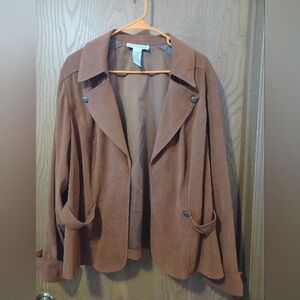 SAG HARBOR Brown Faux Suede Blazer Jacket Size 18W